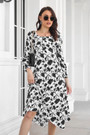 Autumn New Stylish Inelastic Batch Printing Irregular Loose Casual Midi Dress