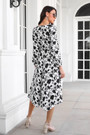 Autumn New Stylish Inelastic Batch Printing Irregular Loose Casual Midi Dress