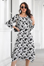 Autumn New Stylish Inelastic Batch Printing Irregular Loose Casual Midi Dress