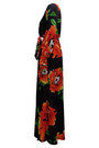 Autumn New Stylish Slit V-Neck Batch Printing Plus Size Micro-Elastic Maxi Casual Dress(With Belt)