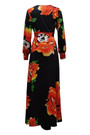 Autumn New Stylish Slit V-Neck Batch Printing Plus Size Micro-Elastic Maxi Casual Dress(With Belt)