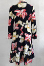 Autumn New Stylish Trumpet Sleeve Inelastic Batch Printing Casual Midi Dress