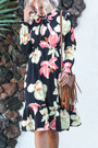 Autumn New Stylish Trumpet Sleeve Inelastic Batch Printing Casual Midi Dress