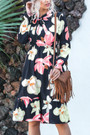 Autumn New Stylish Trumpet Sleeve Inelastic Batch Printing Casual Midi Dress