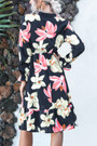 Autumn New Stylish Trumpet Sleeve Inelastic Batch Printing Casual Midi Dress