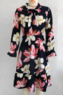 Autumn New Stylish Trumpet Sleeve Inelastic Batch Printing Casual Midi Dress