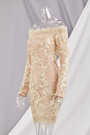 Autumn Off Shoulder Floral Embroidered New Stylish Slim Mini Evening Dress
