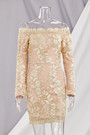Autumn Off Shoulder Floral Embroidered New Stylish Slim Mini Evening Dress