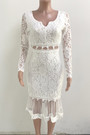 Autumn Plus Size Two Colors Lace And See Through Mesh Spliced Micro-Elastic Zip-Up Back Elegant Fishtail Midi Dress