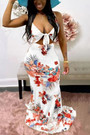 Custom Plus Size S-4Xl Four Colors Summer Batch Printing Bandage Deep V Sling Cut Out Sexy Maxi Dress