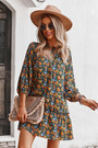 Early Autumn Long Sleeve Casual Batch Printing Inelastic Lace-Up Cutout Mini Dress
