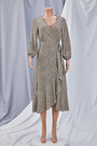 Early Autumn Long Sleeve Casual Batch Printing With A Belt Bandage Inelastic Holiday Style With Big Skirt Midi Dress