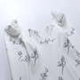 Early Autumn Temperament Square Neck Long Sleeve Letty "Lucky Angel" Batch Printing Stretch High Split Midi Dress
