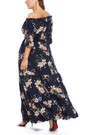 L-4Xl Plus Size Floral Batch Printing Stretch Off-The-Shoulder Ruffle Swing Stylish Holiday Maxi Dress