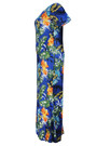 L-4Xl Plus Size Summer New Stylish Stretch Flower & Leaf Printing Off-The-Shoulder Casual Maxi Dress