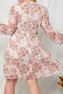 L-4Xl Spring & Summer New Plus Size Allover Floral Batch Printing Inelastic Tatting V-Neck Long-Sleeve Casual Vacation Style Midi Dress