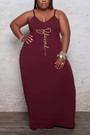 L-4Xl Summer New Plus Size 4 Colors Letter Fixed Printing Stretch Sling Floor Length Stylish Casual Maxi Dress