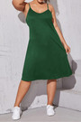 L-5Xl Summer New Plus Size 4 Colors Solid Color Stretch Backless Adjustable Straps Stylish Midi Dress