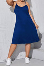 L-5Xl Summer New Plus Size 4 Colors Solid Color Stretch Backless Adjustable Straps Stylish Midi Dress