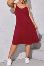 L-5Xl Summer New Plus Size 4 Colors Solid Color Stretch Backless Adjustable Straps Stylish Midi Dress