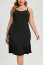 L-5Xl Summer New Plus Size 4 Colors Solid Color Stretch Backless Adjustable Straps Stylish Midi Dress