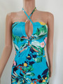 New Batch Printing Stretch Halter-Neck Hollow Sexy Fishtail Maxi Dress