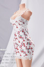 New Floral Print Micro-Elastic Sling Lace Spliced Sexy Sweet Bodycon Dress