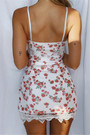 New Floral Print Micro-Elastic Sling Lace Spliced Sexy Sweet Bodycon Dress
