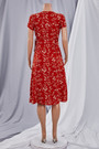 New Floral Printing Micro-Elastic V-Neck Waist Lace-Up High Slit Stylish Midi Dress