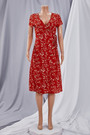 New Floral Printing Micro-Elastic V-Neck Waist Lace-Up High Slit Stylish Midi Dress