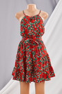 New Style Summer Flower Printing Sleeveless Bandage Mini Dress