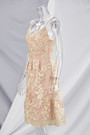 New Stylish Flower Embroidered Lace Sling V-Neck Elegant Mini Evening Dress