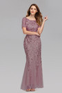 New Stylish Mesh Sequin Patchwork Embroidery Inelastic Plus Size 7 Colors Zip-Up Elegant Maxi Evening Dress (With Lining)