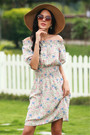 One-Shoulder Plus Size 3 Colors Retro Floral Batch Printing Summer Holiday Dress