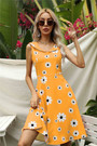 Plus Size 3 Colors New Stylish Summer Zip-Up Flowers Batch Printing Slim Dress