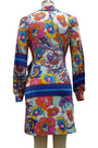Plus Size Autumn V-Neck Multicolor Batch Printing Lace-Up Stretch Mini Dress
