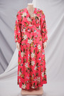 Plus Size L-4Xl New Stylish Batch Printing V-Neck Inelastic Sexy Loose Slit Maxi Dress (With Belt)