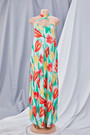 Plus Size New Stylish Batch Printing Summer Halter Neck Loose Stretch Maxi Dress
