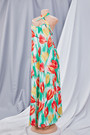 Plus Size New Stylish Batch Printing Summer Halter Neck Loose Stretch Maxi Dress