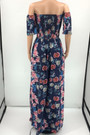 Plus Size Summer Flowers Batch Printing Off Shoulder Inelastic New Stylish Maxi Dress