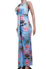 Plus Size Summer Sleeveless Deep V-Neck New Stylish Flowers Batch Printing Stretch Maxi Dress