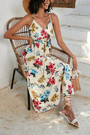 S-2Xl Plus Size New Floral Batch Printing Micro-Elastic Retro Bohemian Spaghetti String Midi Dress