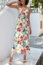 S-2Xl Plus Size New Floral Batch Printing Micro-Elastic Retro Bohemian Spaghetti String Midi Dress