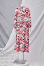 S-2Xl Plus Size Spring New Stylish Inelastic Flower Batch Printing Metal-Ring Linked Hollow Lace-Up Casual Midi Dress
