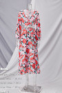 S-2Xl Plus Size Spring New Stylish Inelastic Flower Batch Printing Metal-Ring Linked Hollow Lace-Up Casual Midi Dress