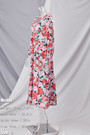 S-2Xl Plus Size Spring New Stylish Inelastic Flower Batch Printing Metal-Ring Linked Hollow Lace-Up Casual Midi Dress