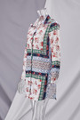 S-2Xl Plus Size Spring New Stylish Inelastic Flower Batch Printing Single-Breasted Long Sleeves Split Casual Mini Dress