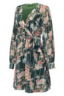 S-2Xl Plus Size Spring New Stylish Inelastic Flower Batch Printing V-Neck Long Sleeves Casual Mini Dress With Belt