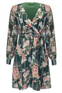 S-2Xl Plus Size Spring New Stylish Inelastic Flower Batch Printing V-Neck Long Sleeves Casual Mini Dress With Belt