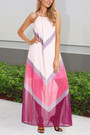 S-2Xl Plus Size Summer New 3 Colors Inelastic Fixed Printing Sleeveless Button Chiffon Loose Casual Maxi Dress